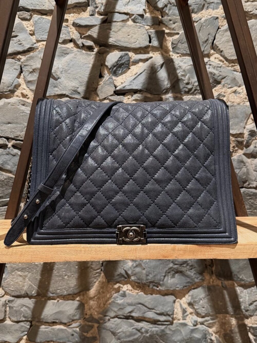 Chanel 2013-2014 Dark Blue XL Gentle Boy Bag
